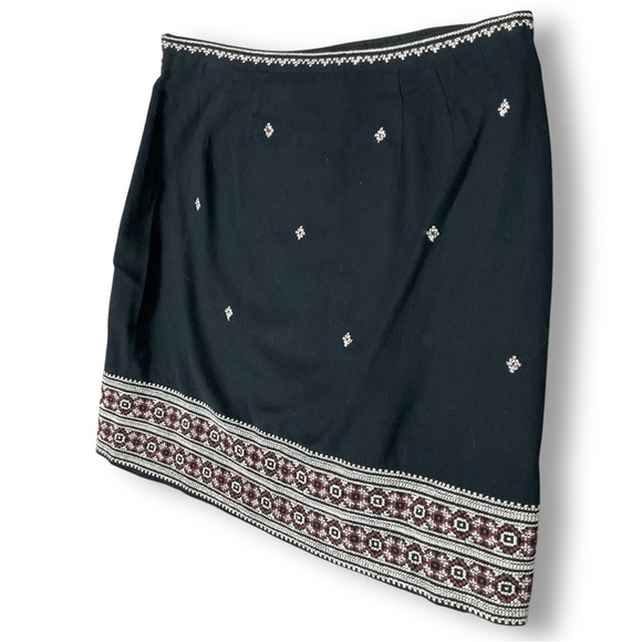 Madewell Gabine Embroidered Mini Skirt Sz 0 Cotton Black Aztec Lined - Picture 6 of 8